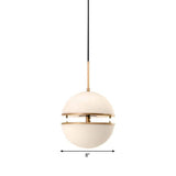 Frosted White Glass Hanging Lamp - Brass Postmodern Single-Bulb Pendant (8/10/12)
