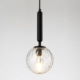 Postmodern Hanging Light: Ball Bedroom Pendant With Clear Water/White Glass & 1 Bulb In Black/Gold