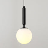 Postmodern Hanging Light: Ball Bedroom Pendant With Clear Water/White Glass & 1 Bulb In Black/Gold