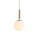 Postmodern Hanging Light: Ball Bedroom Pendant With Clear Water/White Glass & 1 Bulb In Black/Gold