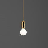Postmodern 1-Light Pendant Lamp With Milky Ball Glass Shade - White/Gold Capsule Ceiling Hang