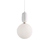 Postmodern 1-Light Pendant Lamp With Milky Ball Glass Shade - White/Gold Capsule Ceiling Hang