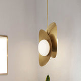 Postmodern Designer Pebble Pendant Light Kit With Opal Frosted Glass And 2 Lights - Black-Gold/Gold