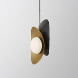 Postmodern Designer Pebble Pendant Light Kit With Opal Frosted Glass And 2 Lights - Black-Gold/Gold