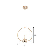 Modern Led Pendant Ceiling Light In Rose Gold Round/Triangle/Rectangle Shape With Acrylic Dome Shade