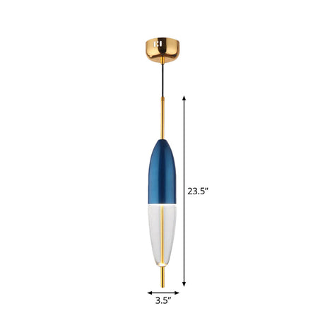 Blue Jar Pendant Ceiling Light With Clear Bottom Glass Shade - Postmodern Style