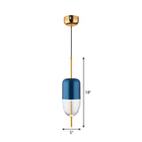 Blue Jar Pendant Ceiling Light With Clear Bottom Glass Shade - Postmodern Style