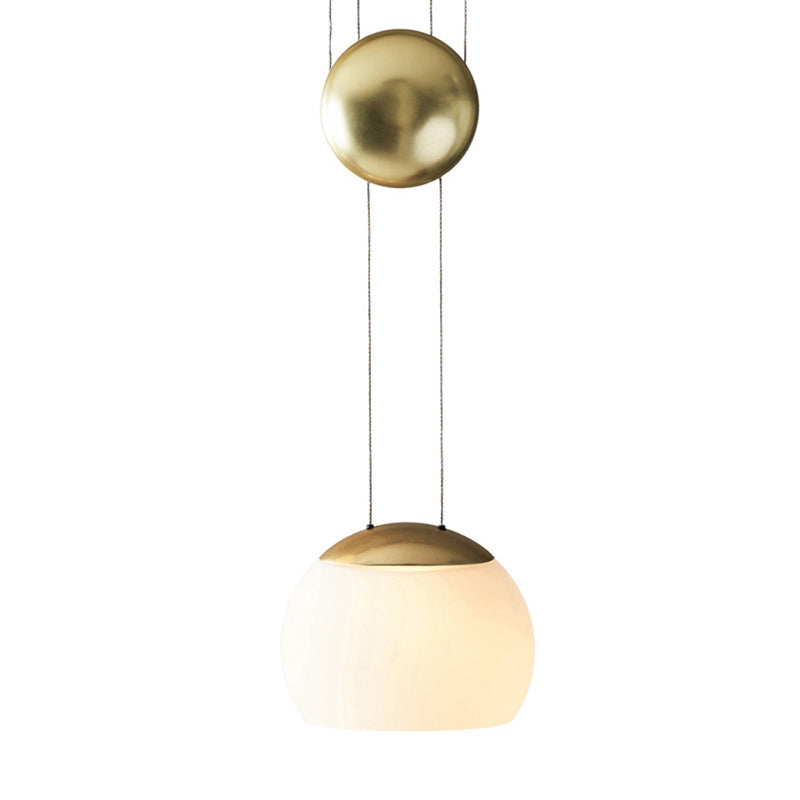Hemisphere Frosted Glass Pendant Light Kit - Postmodern Single Rose Gold/Gold Ceiling Hang