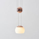 Hemisphere Frosted Glass Pendant Light Kit - Postmodern Single Rose Gold/Gold Ceiling Hang