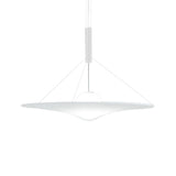 Designer Cream Ball Glass Trumpet Pendant Light Fixture With Flared Shape - 1-Bulb White Suspension