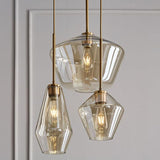 Postmodern Clear Glass Pendant Light In Gold For Restaurants - 1-Light Gyro/Gem/Diamond Design