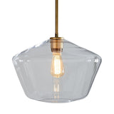 Postmodern Clear Glass Pendant Light In Gold For Restaurants - 1-Light Gyro/Gem/Diamond Design