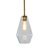 Postmodern Clear Glass Pendant Light In Gold For Restaurants - 1-Light Gyro/Gem/Diamond Design