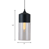 Modern Black Pendant Lamp With Jar Clear Glass Shade - 1-Light Restaurant Down Lighting