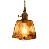 Modernist Alabaster Glass Pendant Light With Brass Finish For Dining Room Trapezoid/Cone/Cuboid