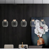 Modern Smoke Grey Glass Ellipse Pendant Light For Living Room With Warm/White/Natural Lighting Gray