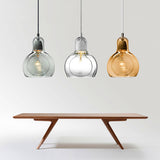 Postmodern Chrome Kitchen Pendant Lamp With Clear/Smoke Grey/Amber Glass Shade 7 W Clear /