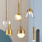 Unique Gold Suspension Pendant With Clear Glass For Restaurants - Postmodern Design