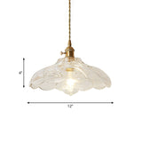Post-Modern Gold Hanging Lamp Kit With Glass Shade - Drop Pendant Design