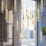 Modern Drop Shaped Pendant Clear Crystal Dining Ceiling Hang Lamp - Stylish Gold Design