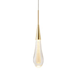 Modern Drop Shaped Pendant Clear Crystal Dining Ceiling Hang Lamp - Stylish Gold Design