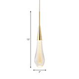 Modern Drop Shaped Pendant Clear Crystal Dining Ceiling Hang Lamp - Stylish Gold Design