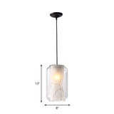 Modern White Pendant Light With Faux Marble And Clear Glass Shade