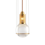 Postmodern Gold Ball Pendant Ceiling Light With Clear Glass And Mesh Top