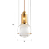 Postmodern Gold Ball Pendant Ceiling Light With Clear Glass And Mesh Top
