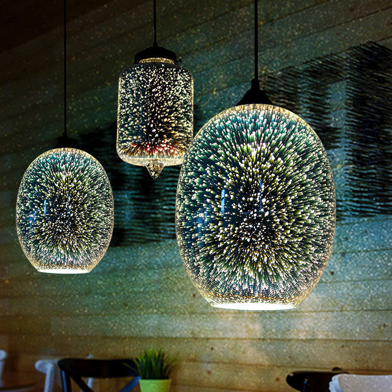 Colorful Glass Snack Bar Pendant Light In Silver - Postmodern Hanging Design