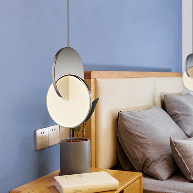 Led Disc Ceiling Pendant Lamp With Acrylic Shade Chrome/Gold Finish Minimalist Design - 7/10 W