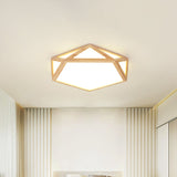 Modern Pentagon Flush Mount Acrylic Led Ceiling Lamp In Wood - 15/19/27 Diameter Warm/White Light
