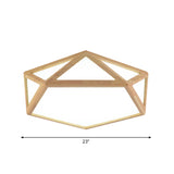 Modern Pentagon Flush Mount Acrylic Led Ceiling Lamp In Wood - 15/19/27 Diameter Warm/White Light