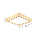 Square Acrylic Flush Ceiling Light - Asian Beige Led Fixture In Warm/White With Wood Frame