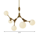 Post-Modern Glass Chandelier In Gold - Molecular Opal Orb 3/5/7 Lights Ideal For Hanging The Sitting