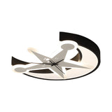 Modern Black Acrylic Clock Flush Ceiling Light With Moon & Star Led For Dining Room