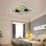 White Square Living Room Ceiling Lamp - Modern Acrylic Light Fixture / Loving Heart