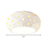 Modern White Led Flush Ceiling Light With Crystal Accent - Sleek Acrylic Drum Shape For Corridor