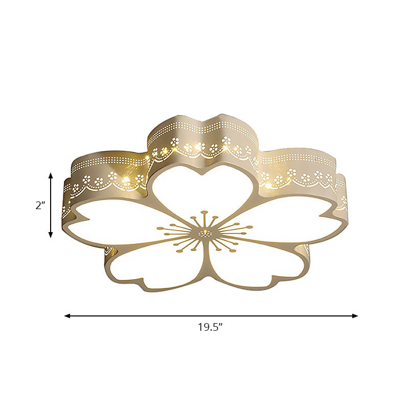 White Etched Petal Metal Ceiling Light For Kids Bedroom Or Bathroom