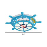 Nautical Blue Rudder Boys Bedroom Ceiling Lamp - Acrylic Flush Light