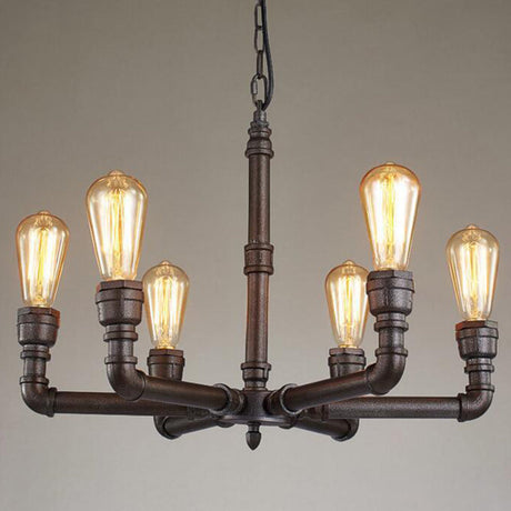 Steampunk Metal Black Chandelier Pendant Ceiling Light - 3/6 Bulbs Bistro Style 6 / Up