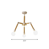Modern Wooden Molecular Chandelier - 3/6/9 Lights Black/White Bare Bulb Design