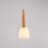 Nordic Wood Cluster Pendant Light With Glass Shade For Kitchen Dinette - Bell Milk
