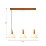 Nordic Ivory Glass 3-Head Cluster Pendant Bell/Bowl/Barrel Hang Lamp For Dining Room