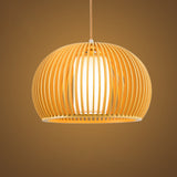 Modern Half-Globe Wooden Pendant Light - 13/18 W Inner Shade Dining Table Suspension Wood / 13