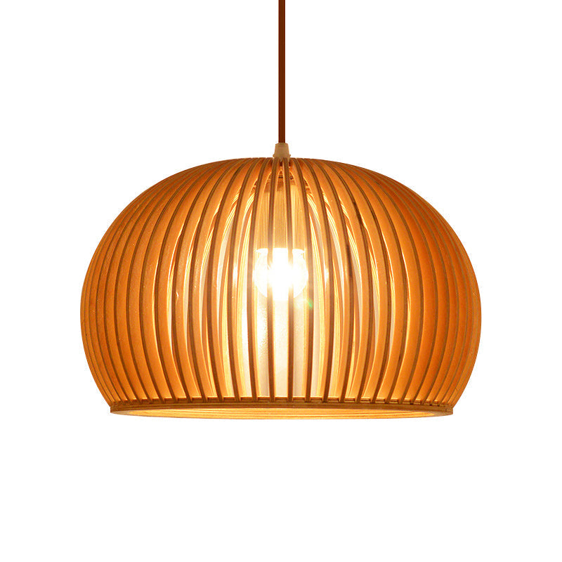 Minimalist Wood Hemisphere Pendant Ceiling Light With Single Bulb - Available In 14/18 Widths And