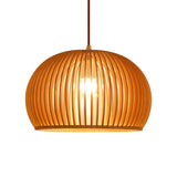 Minimalist Wood Hemisphere Pendant Ceiling Light With Single Bulb - Available In 14/18 Widths And