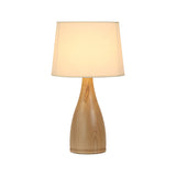 Minimalistic Tapered Drum Night Light With Wood Vase Pedestal - Ideal Bedside Table Lighting