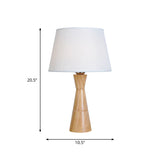Empire Shade Nordic Fabric Night Lamp Wood Table Lighting With Funnel Shaped Base - 1-Light