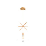 Simplicity Wooden Pendant Light - Square/Round/Triangle Shape Beige 1 Bulb Ideal For Dining Room